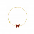 18K Gold Bracelet With Red Agate Butterfly Shaped ( small size )