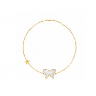  Bracelet Gold 18K with White Seashell Butterfly ( small size )
