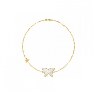  Bracelet Gold 18K with White Seashell Butterfly ( small size )