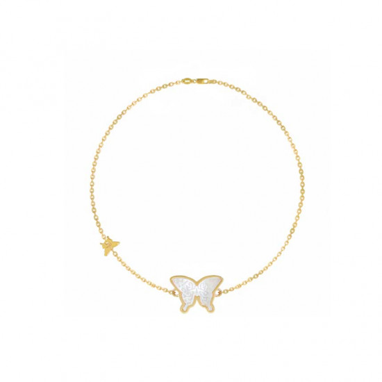  Bracelet Gold 18K with White Seashell Butterfly ( small size )