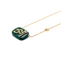 DIAMONDS GOLD 18K CHAIN ( AL NOOR ) CRAFTED ON MALACHITE