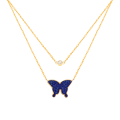 GOLD CHAIN 18K WITH LAPIS BUTTERFLY AND DIAMOND ( medium size )