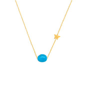 gold necklace 18k with turquoise