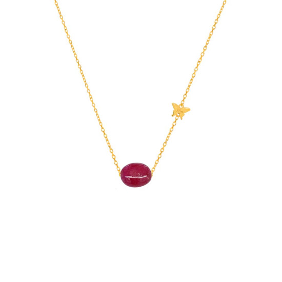 GOLD NECKLACE 18k WITH RUBI STONE GOLD NECKLACE 18k WITH RUBI STONE