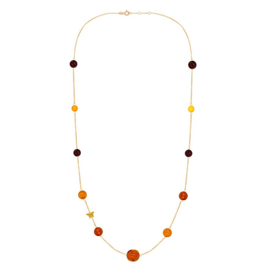 Gold chain 18k with amber stones