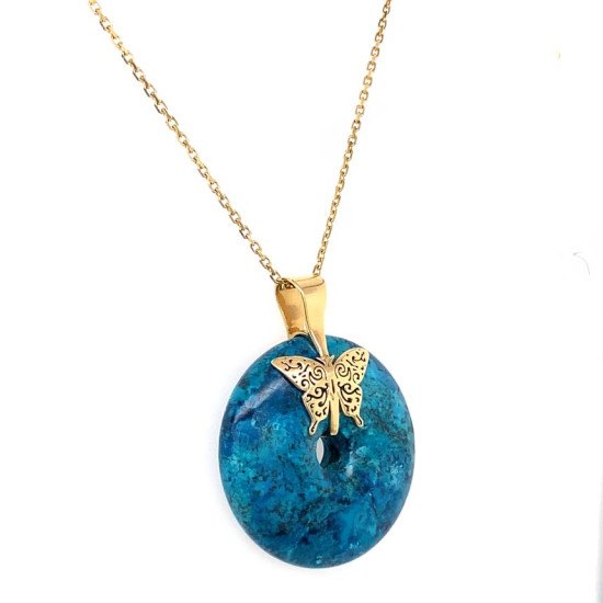GOLD CHAIN 18K WITH CRISCOLA STONE ( MEDIUM SIZE )