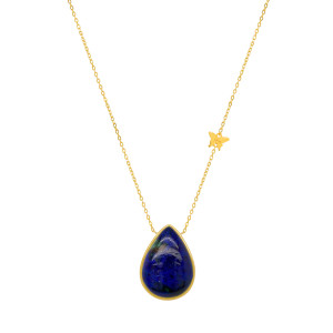 Gold chain 18k with Azurite Teardrop stone