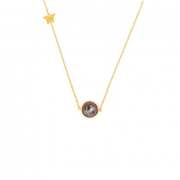 Gold chain 18k with rubyzozite stone    