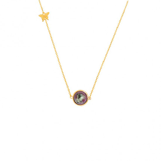 Gold chain 18k with rubyzozite stone Gold chain 18k with rubyzozite stone