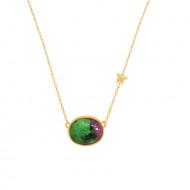 Gold chain 18k with Ruby Zoisite Stone 