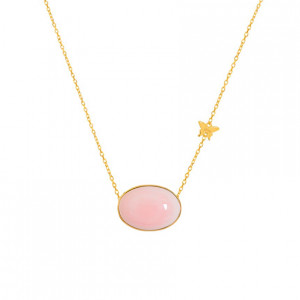 Gold chain 18k with oval pink seashell pendant