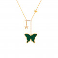 Green Agate ( freedom ) Glanz Butterfly Neckless With Small Butterfly Studded With 23 Pieces Of Diamond,18K Gold ( large size ) Green Agate ( freedom ) Glanz Butterfly Neckless With Small Butterfly Studded With 23 Pieces Of Diamond,18K Gold ( large size )