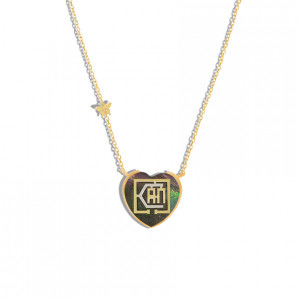 GOLD CHAIN WITH I CAN PENDANT HEART SHAPE ON BLACK SEASHELL