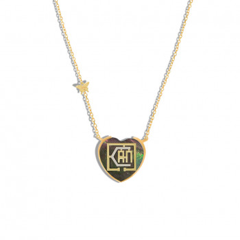 GOLD CHAIN WITH I CAN PENDANT HEART SHAPE ON BLACK SEASHELL