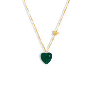 18K GOLD CHAIN HEART SHAPE WITH GREEN AGATE STONE