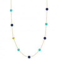Gold chain 18k with lapis and amazonite stones