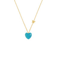 18K Gold chain heart shape with turquoise stones