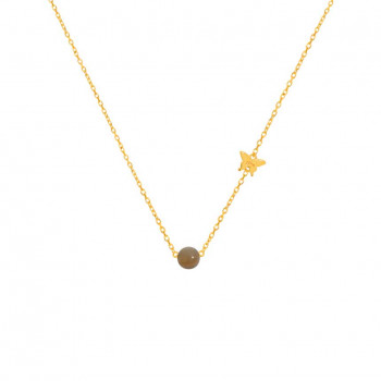 Gold chain 18k with grey moon stone