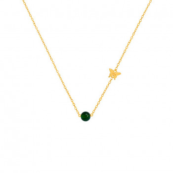 Gold chain 18k with green agate stone