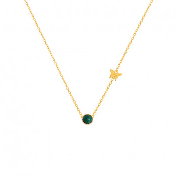 Planet gold chain 18k with malachite stone