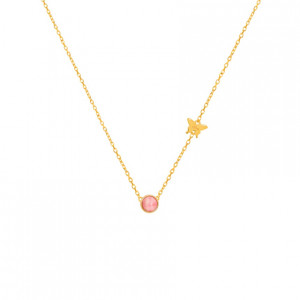 Planet gold chain 18k with rhodochrosite stone