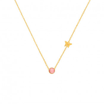 Planet gold chain 18k with rhodochrosite stone