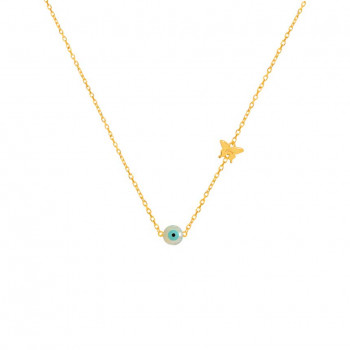 Gold chain 18k with eye shell stone