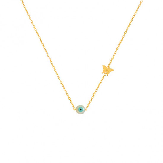 Gold chain 18k with eye shell stone