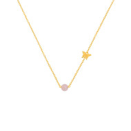 Gold chain 18k with pink quartz stone