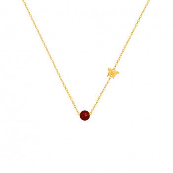 Gold chain 18k with red agate stone