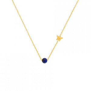 Gold chain 18k with lapis stone