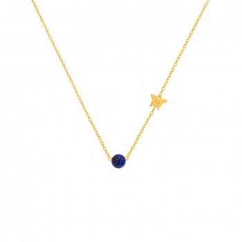 Gold chain 18k with lapis stone