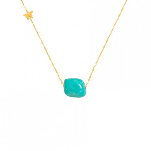 Gold chain 18k with random turquoise stone