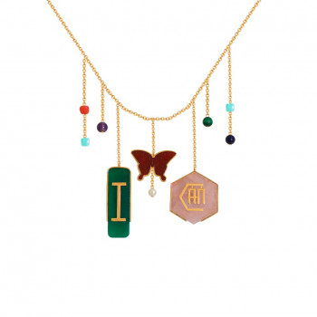 Gold chain 18k with different stones and shapes.. I CAN