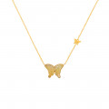 Yellow Mop Butterfly Neckless, 18K Gold ( medium size )