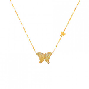 Yellow Mop Butterfly Neckless, 18K Gold ( medium size )