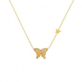 Yellow Mop Butterfly Neckless, 18K Gold ( medium size )