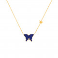  Lapis Butterfly Neckless, 18K Gold ( medium size )