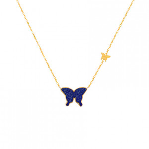  Lapis Butterfly Neckless, 18K Gold ( medium size )