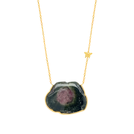 GOLD CHAIN 18K WITH TOURMALINE STONE GOLD CHAIN 18K WITH TOURMALINE STONE