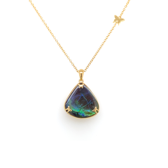 GOLD CHAIN 18K WITH AMONITE STONE 