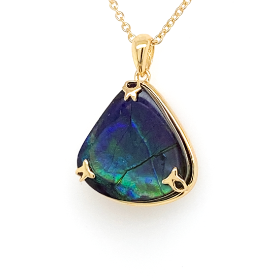 GOLD CHAIN 18K WITH AMONITE STONE 