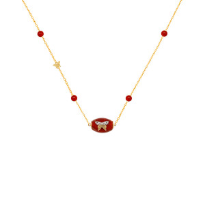 GOLD CHAIN 18K WITH BLOOD STONE AND RED AGATE STONES 