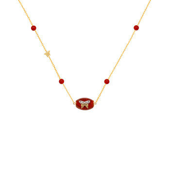 GOLD CHAIN 18K WITH BLOOD STONE AND RED AGATE STONES 