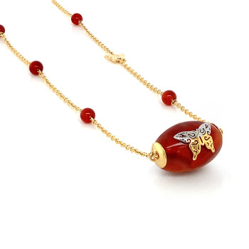 GOLD CHAIN 18K WITH BLOOD STONE AND RED AGATE STONES 