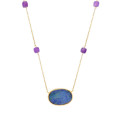 GOLD CHAIN 18K WITH AUSTRALIAN OPAL AND AMETHYST STONES 