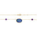 GOLD CHAIN 18K WITH AUSTRALIAN OPAL AND AMETHYST STONES 
