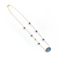 GOLD CHAIN 18K WITH AUSTRALIAN OPAL AND AMETHYST STONES 