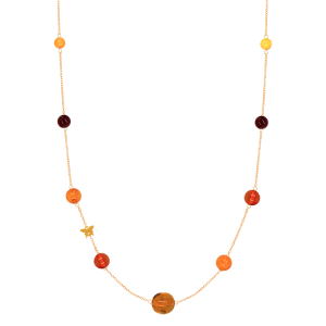 Gold chain 18k with amber stones