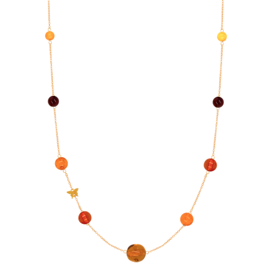 Gold chain 18k with amber stones